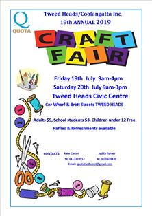 Don’t Miss Quota International Coolangatta/Tweed Heads Craft Fair 2019